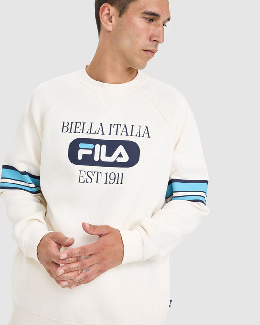 FILA Graphic Crew Neck unisex Sweatshirt — Cream