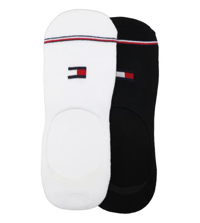 tommy sneakers no show socks 2 pairs - black/white
