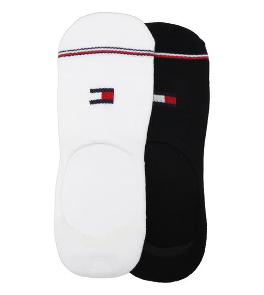 tommy sneakers no show socks 2 pairs - black/white